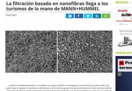 La filtración basada en nanofibras llega a los turismos